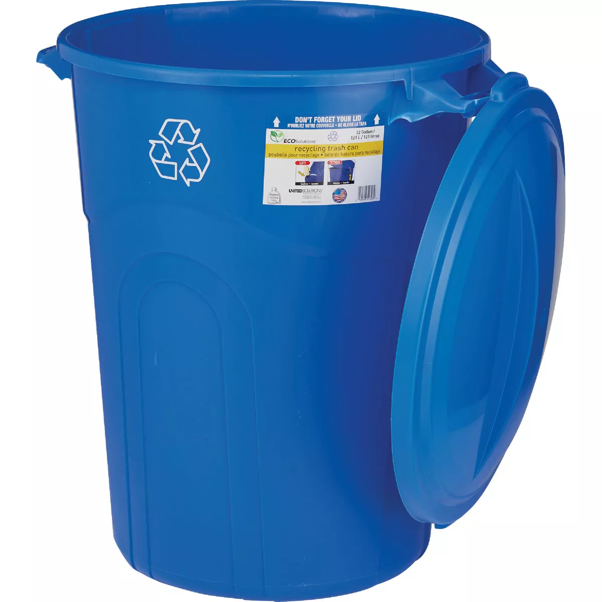 United Solutions 32 Gal. Recycling Trash Can with Lid - photo 3