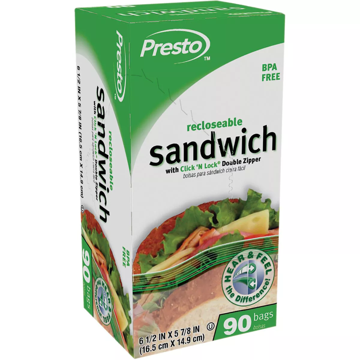 Presto Recloseable Sandwich Bag with Color Grip Opening (90-Count) - photo 2