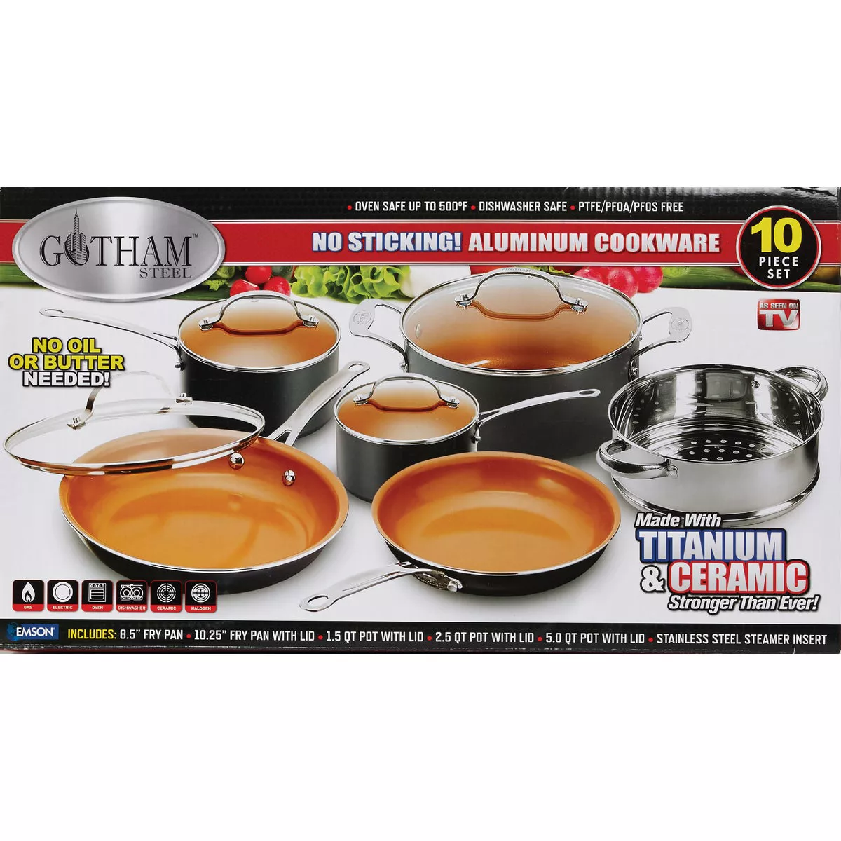 Gotham Steel Gray Non-Stick Aluminum Round Cookware Set (10-Piece) - photo 2