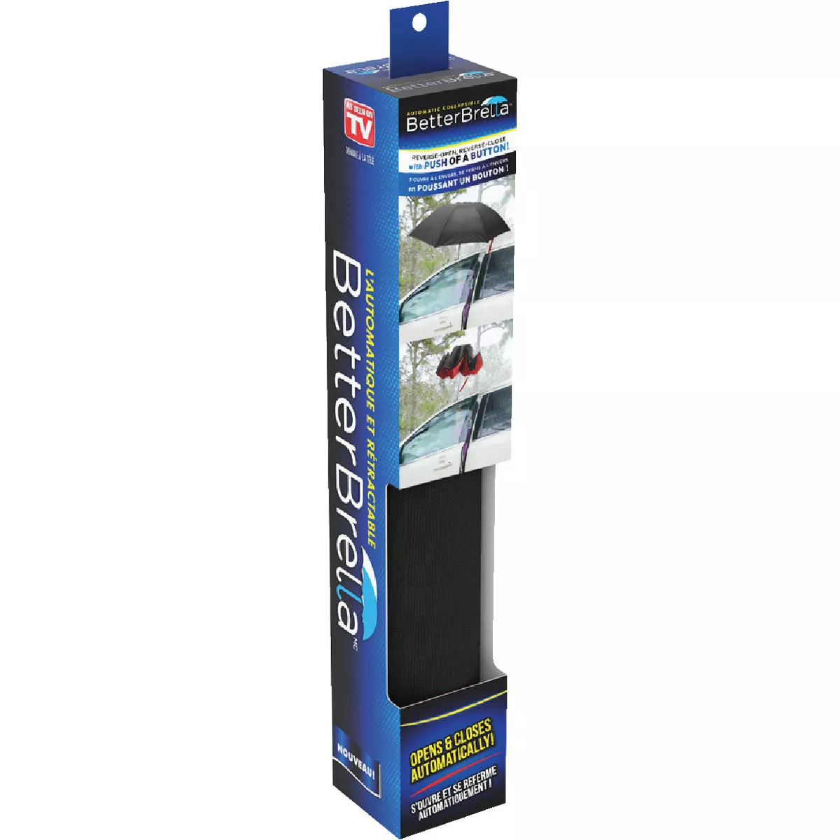 Better Brella Reverse-Open Automatic 40 In. Collapsible Umbrella, Black