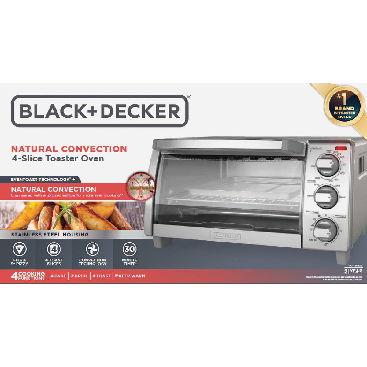 Black & Decker Natural Convection Toaster Oven, 4-Slice