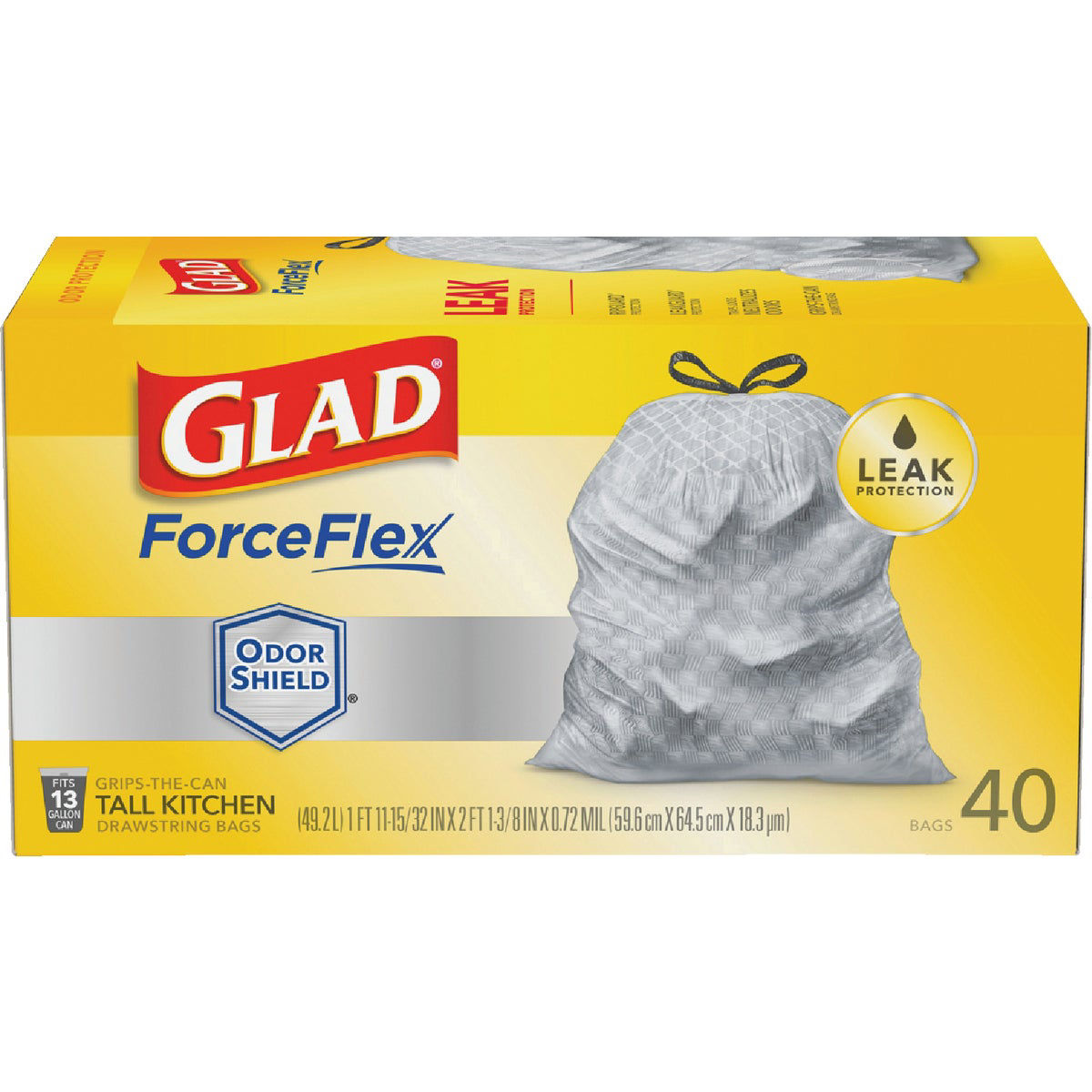 Glad ForceFlex Plus 13 Gal. Tall Kitchen White Trash Bag (40Count
