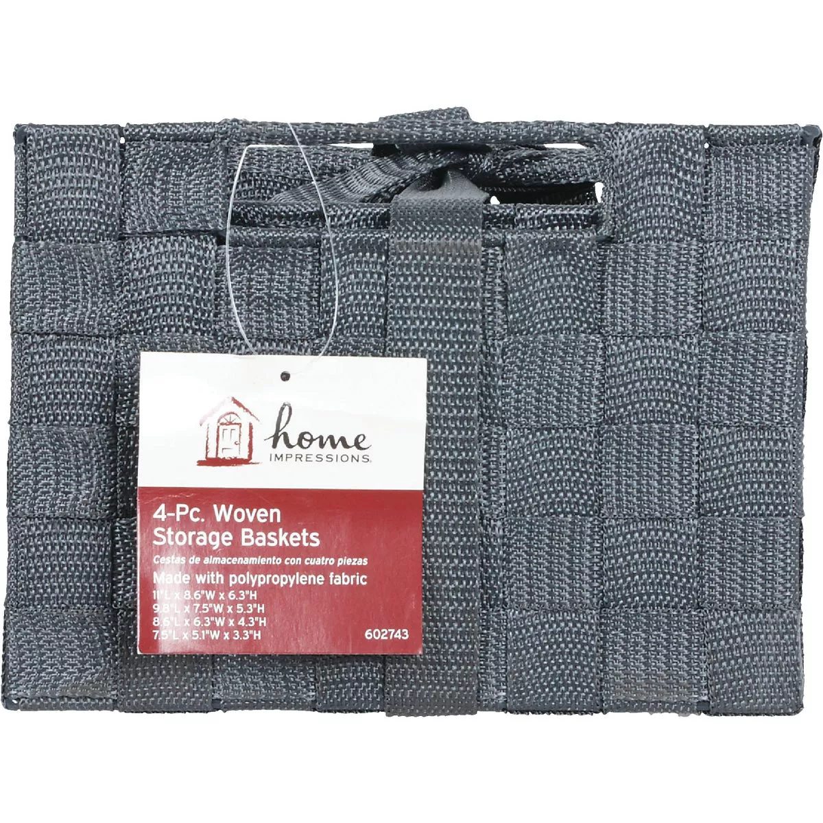 Home Impressions 4-Piece Woven Storage Basket Set, Gray - photo 2