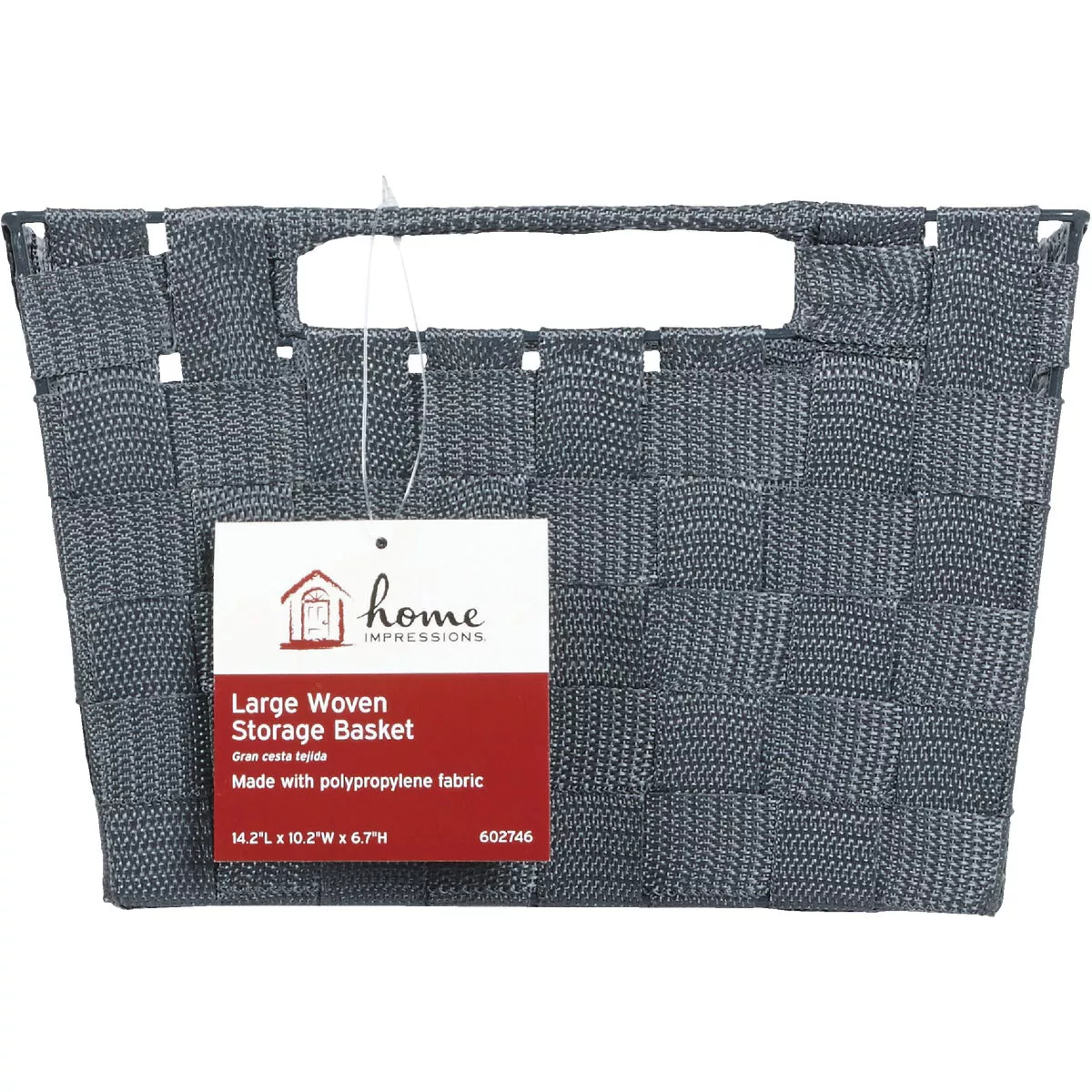 Home Impressions 10 In. W. x 6.75 In. H. x 14 In. L. Woven Storage Basket with Handles, Gray - photo 2