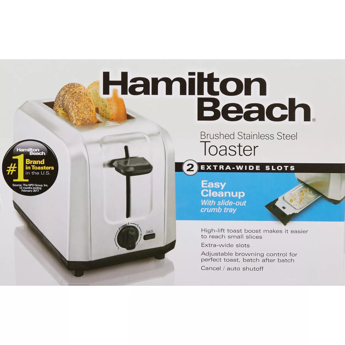 Hamilton Beach 2-Slice Brushed Stainless Steel Toaster - photo 2