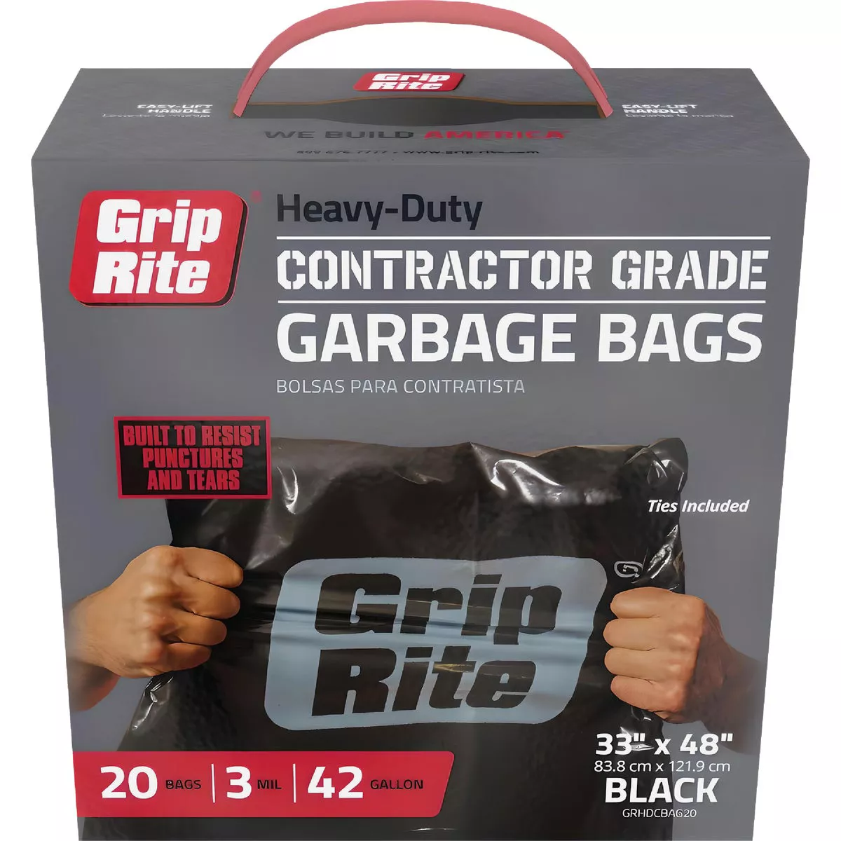 Grip-Rite 42 Gal. Heavy-Duty Contractor Black Trash Bag (20-Count) - photo 2