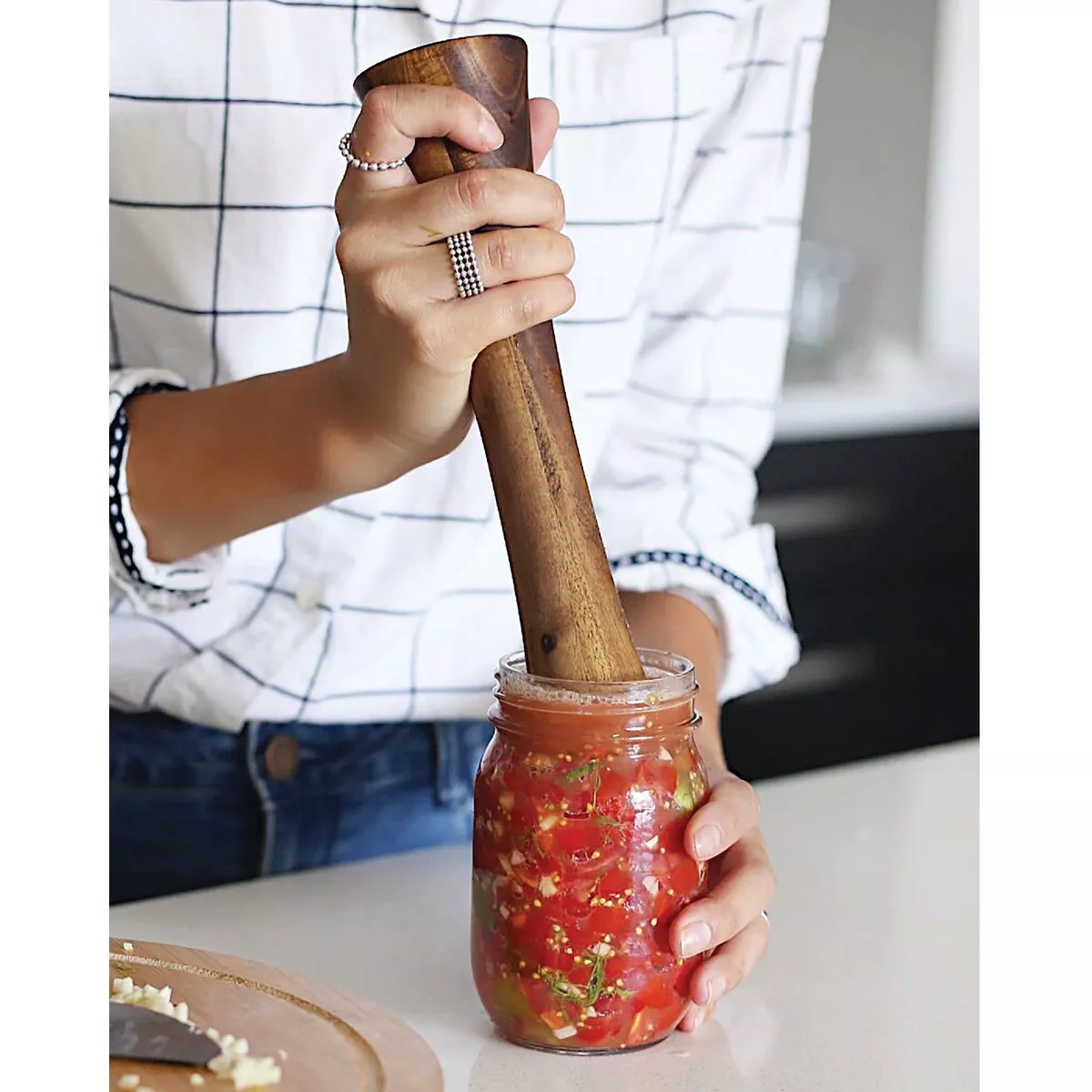 Masontops 10 In. Wood Regular-Mouth/Wide-Mouth Pickle Packer - photo 2