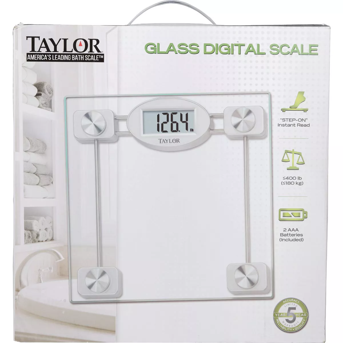 Taylor Digital 400 Lb. Glass Bath Scale, Clear - photo 2