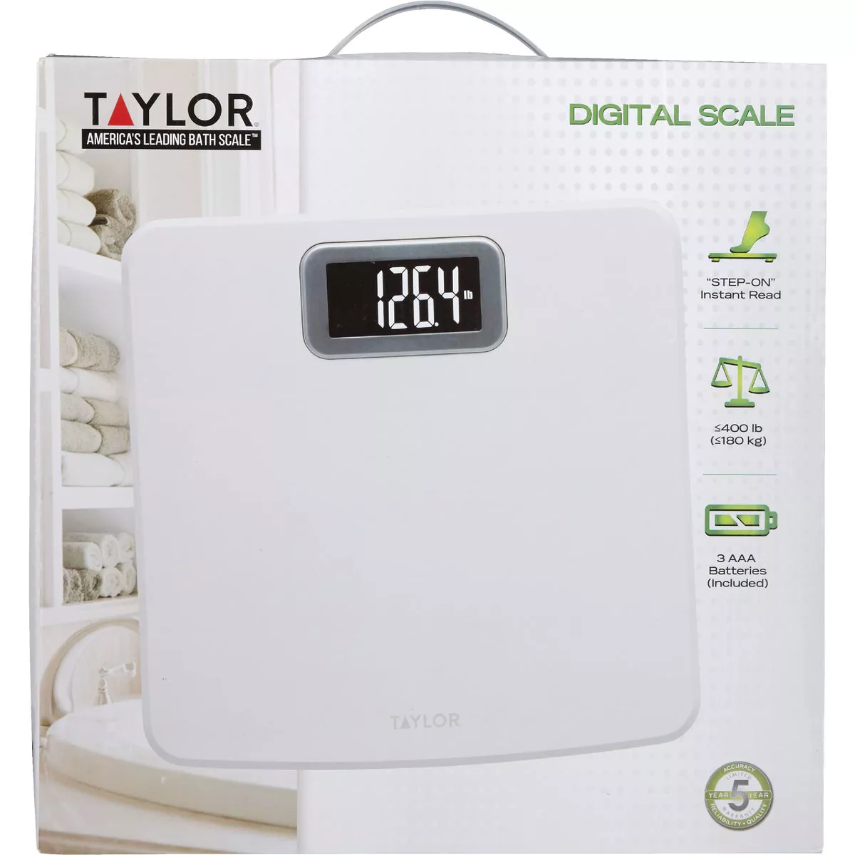 Taylor Digital 400 Lb. Glass Bath Scale, White - photo 2