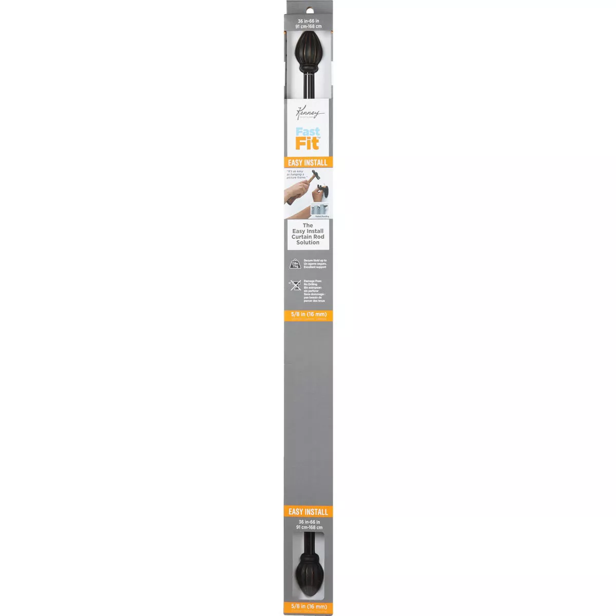 Kenney Fast Fit Bailey 36 In. To 66 In. 5/8 In. Oil Rubbed Bronze Curtain Rod - photo 2