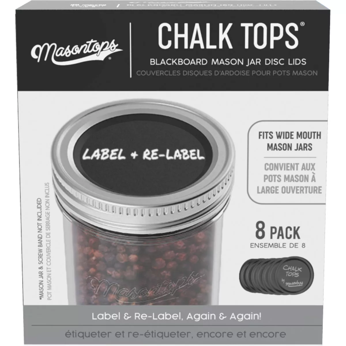 Masontops Wide-Mouth Chalk Top Canning Jar Lids (8-Count) - photo 2