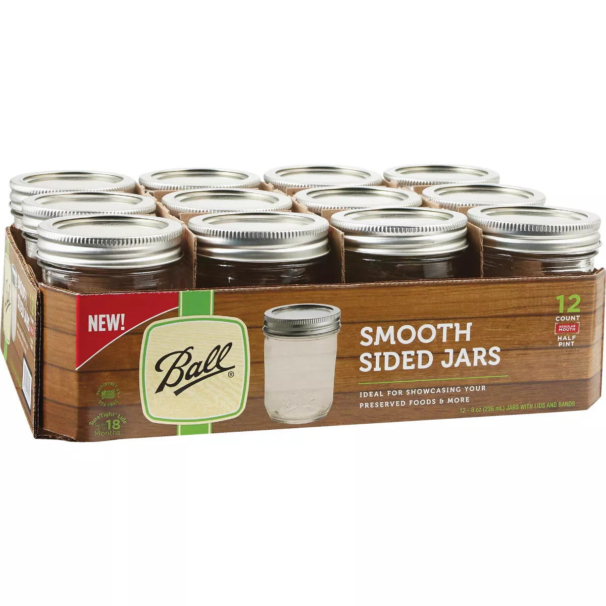 Ball 1/2 Pint Regular Mouth Smooth-Sided Silver Lid Canning Jar (12-Count) - photo 2