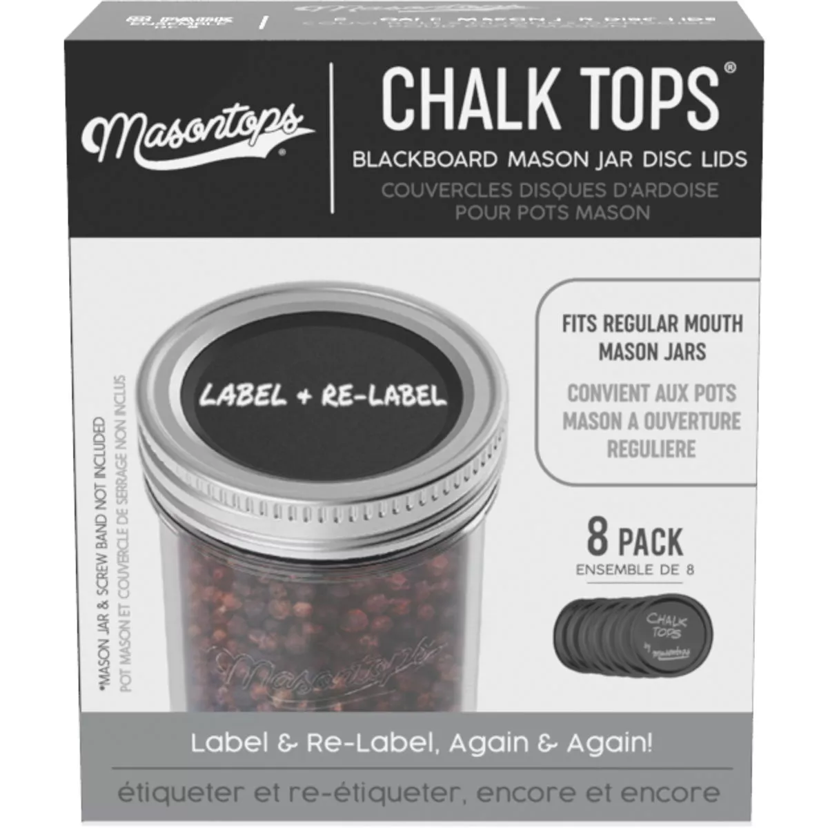 Masontops Regular-Mouth Chalk Top Canning Jar Lids (8-Count) - photo 2