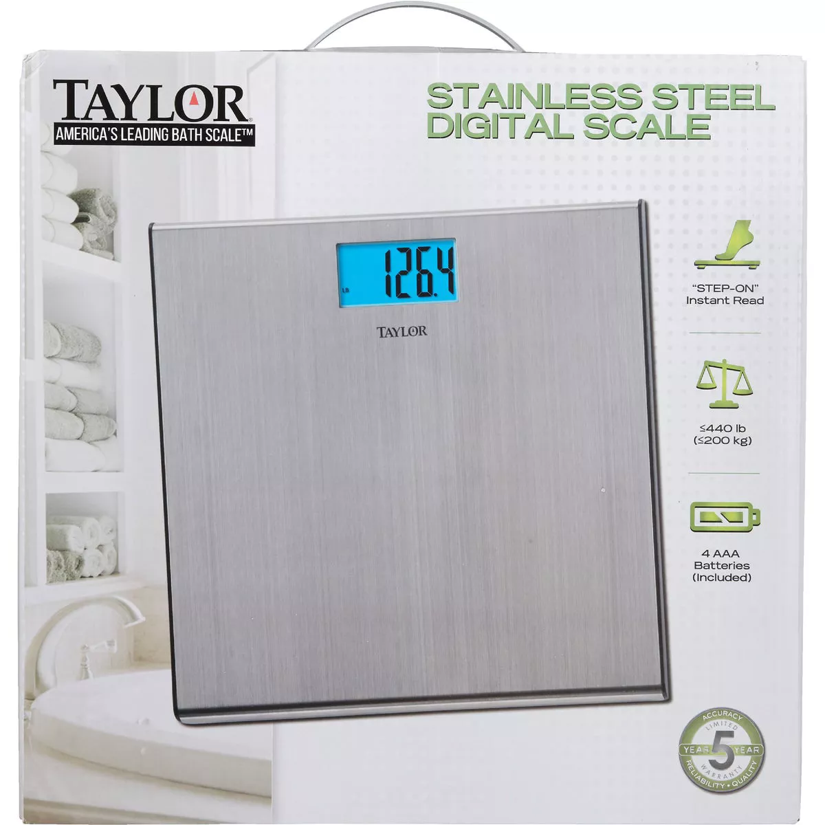 Taylor Digital 440 Lb. Stainless Steel Bath Scale, Silver - photo 2