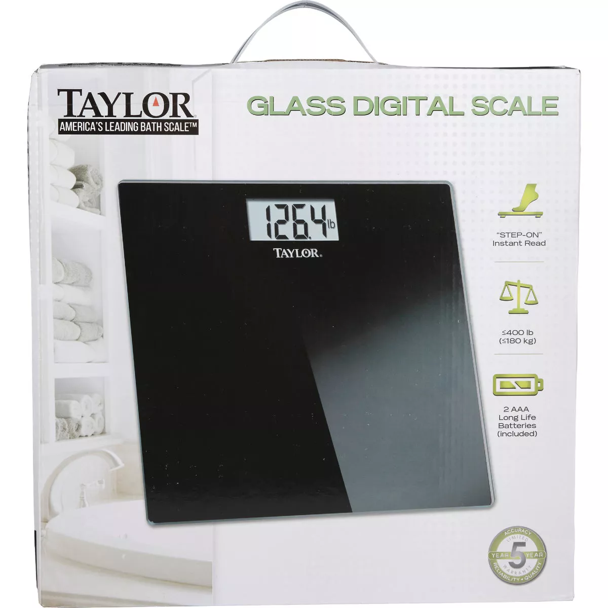 Taylor Digital 400 Lb. Glass Bath Scale, Black - photo 2