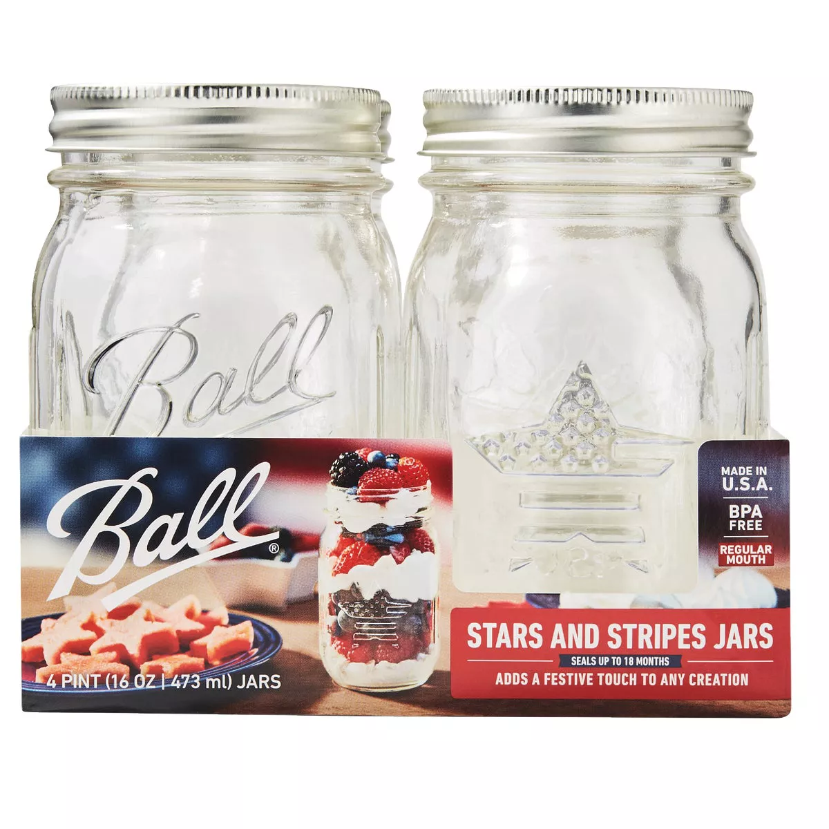 Ball 16 Oz. Regular Mouth Stars & Stripes Jar (4-Count) - photo 2