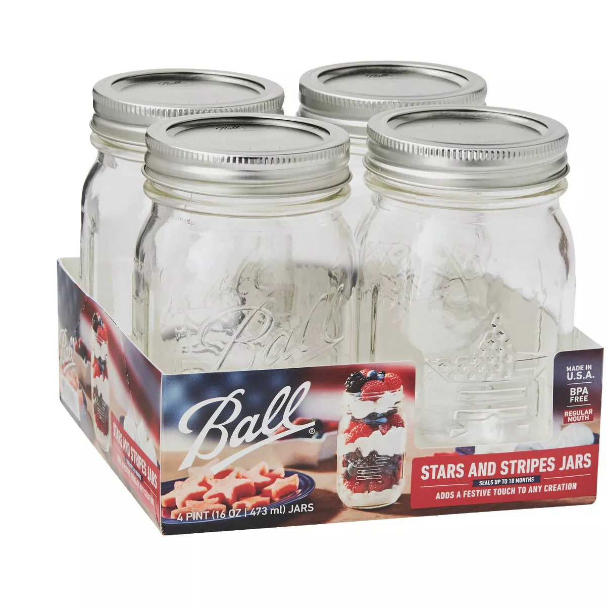 Ball 16 Oz. Regular Mouth Stars & Stripes Jar (4-Count) - photo 3