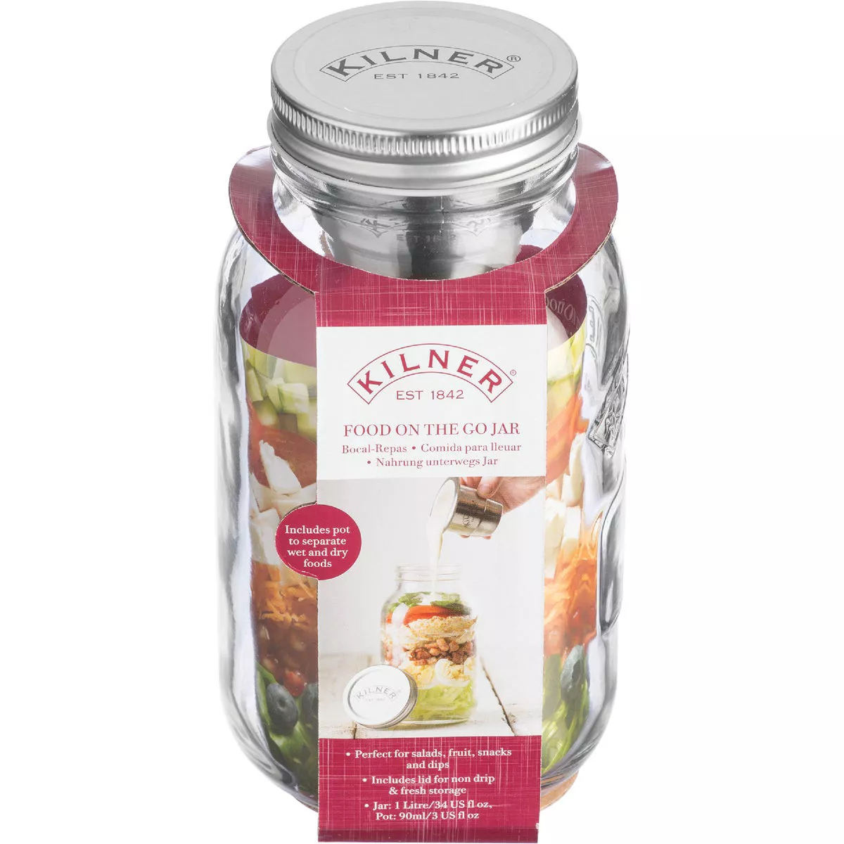 Kilner 34 Oz. Food On The Go Glass Storage Jar