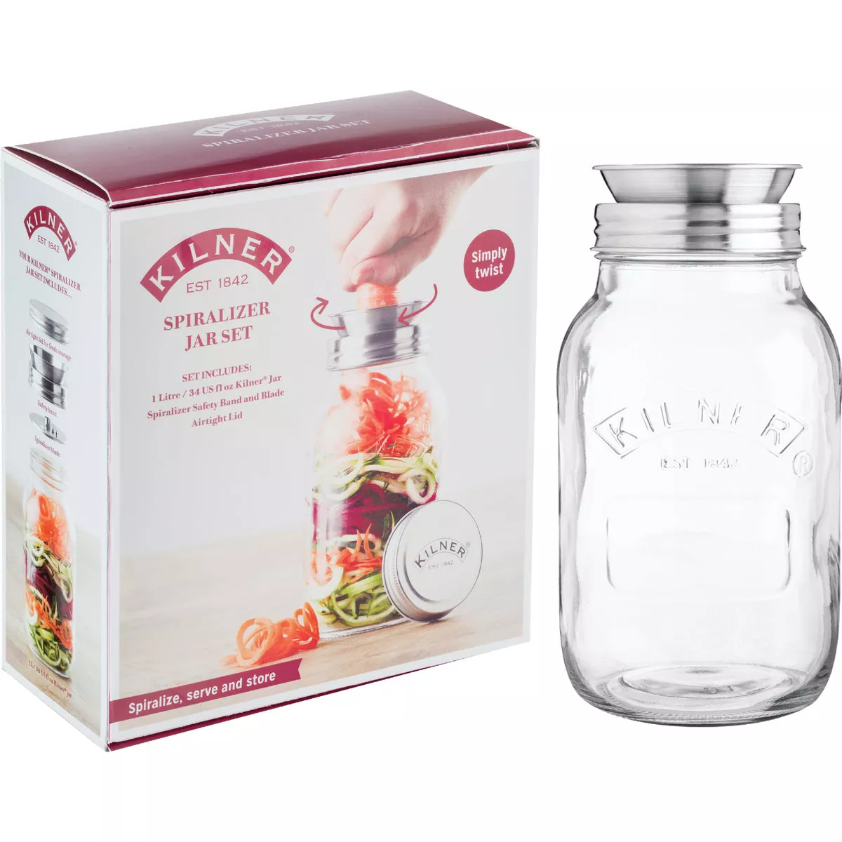Kilner 34 Oz. Spiralizer Glass Storage Jar Set