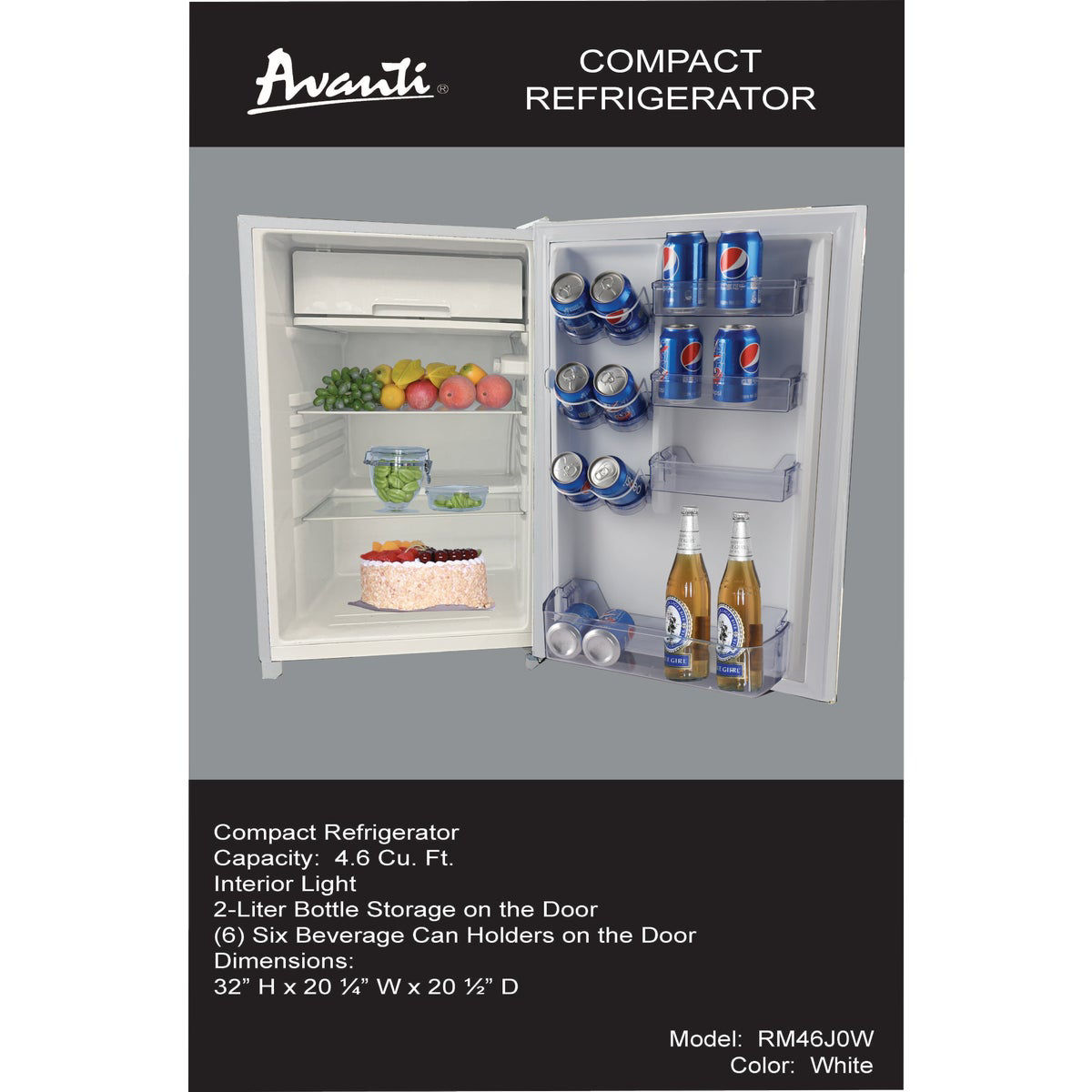Avanti 4.4 Cu. Ft. White Counter High Refrigerator with Separate ...