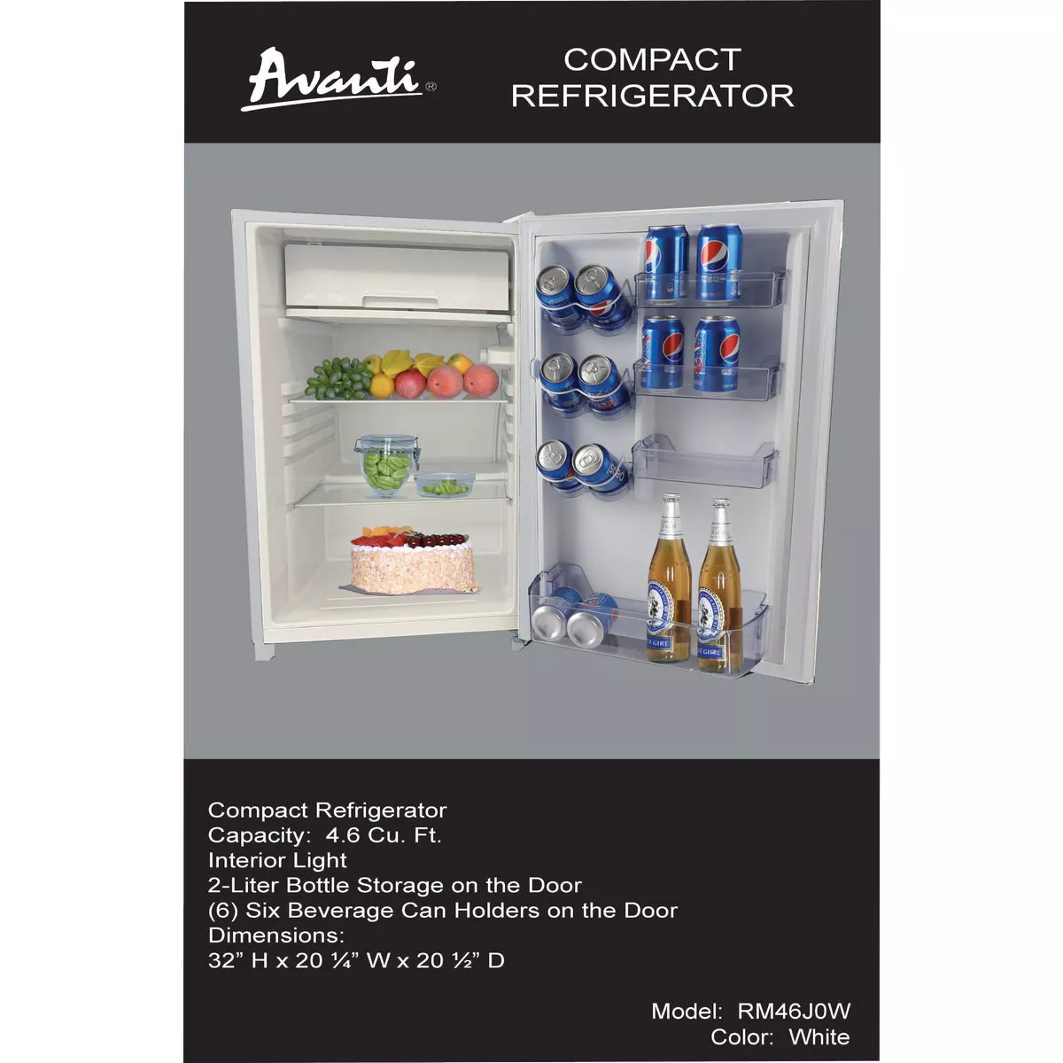 Avanti 4.4 Cu. Ft. White Counter High Refrigerator with Separate Chiller - photo 2