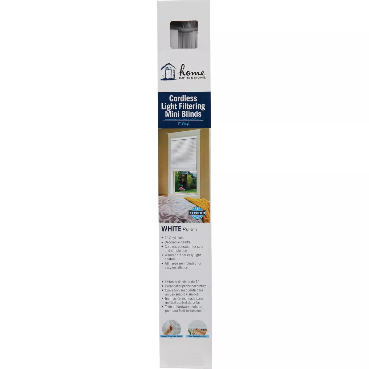 Home Impressions 20 In. x 64 In. x 1 In. White Vinyl Light Filtering Cordless Mini Blind - photo 2