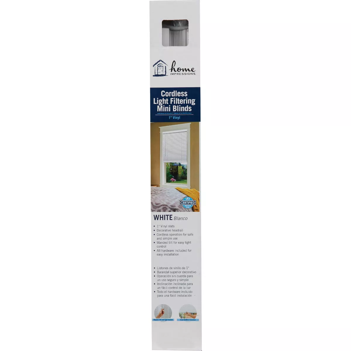 Home Impressions 30 In. x 64 In. x 1 In. White Vinyl Light Filtering Cordless Mini Blind - photo 2