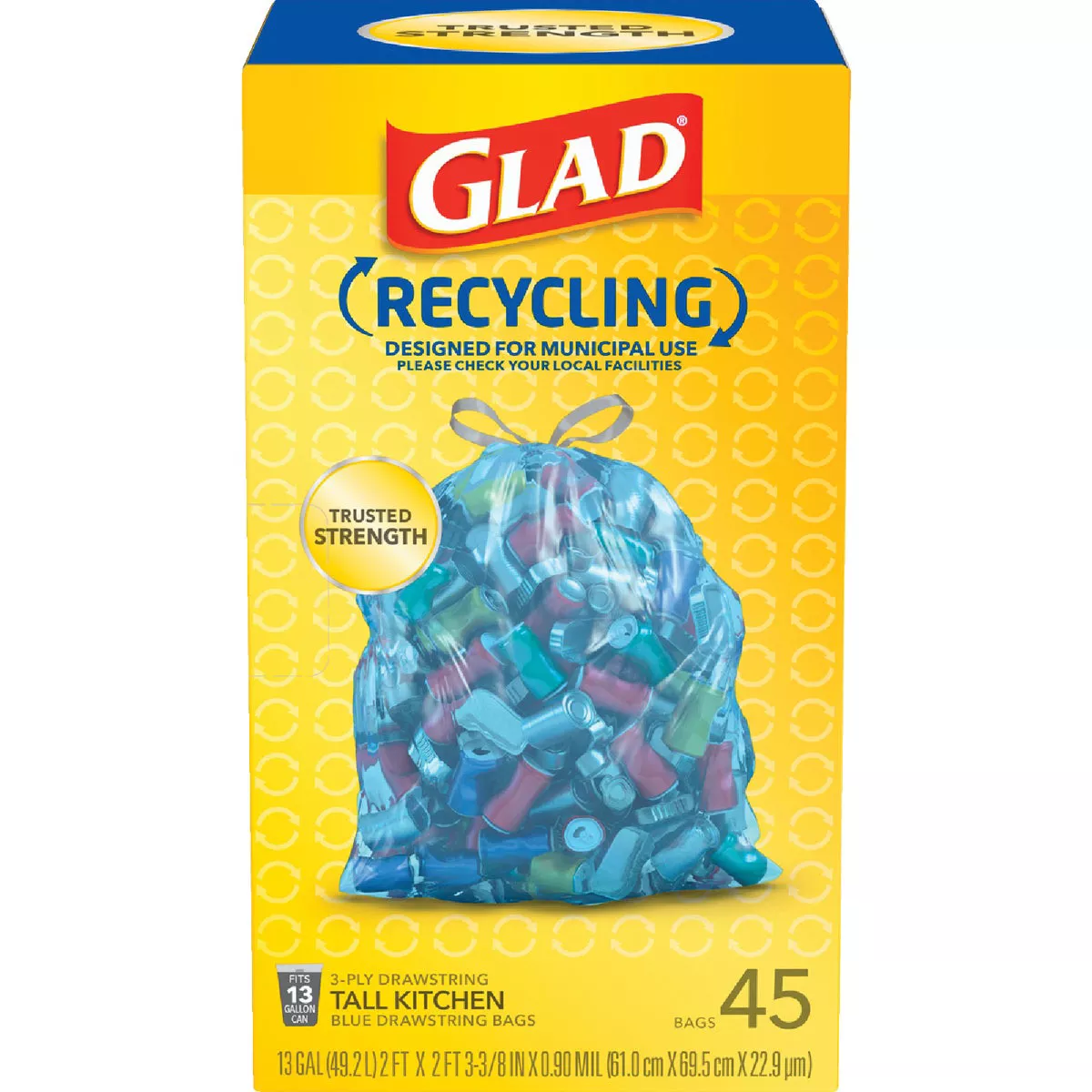 Glad Recycling 13 Gal. Tall Kitchen Blue Trash Bag (45-Count) - photo 2