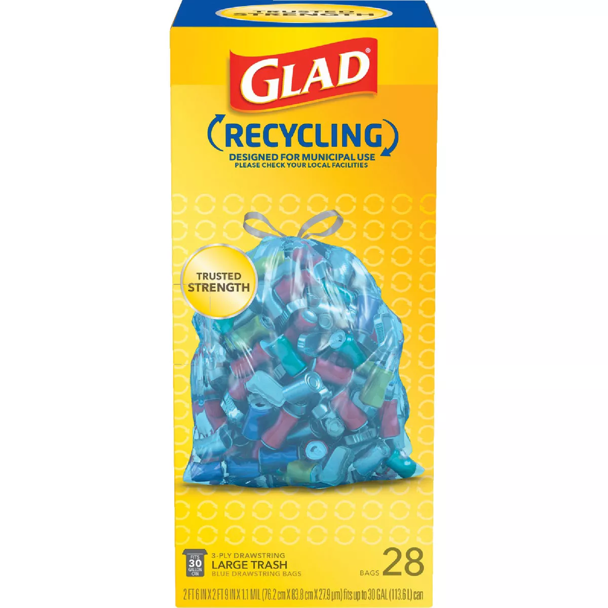 Glad Recycling 30 Gal. Large Blue Trash Bag (28-Count) - photo 3
