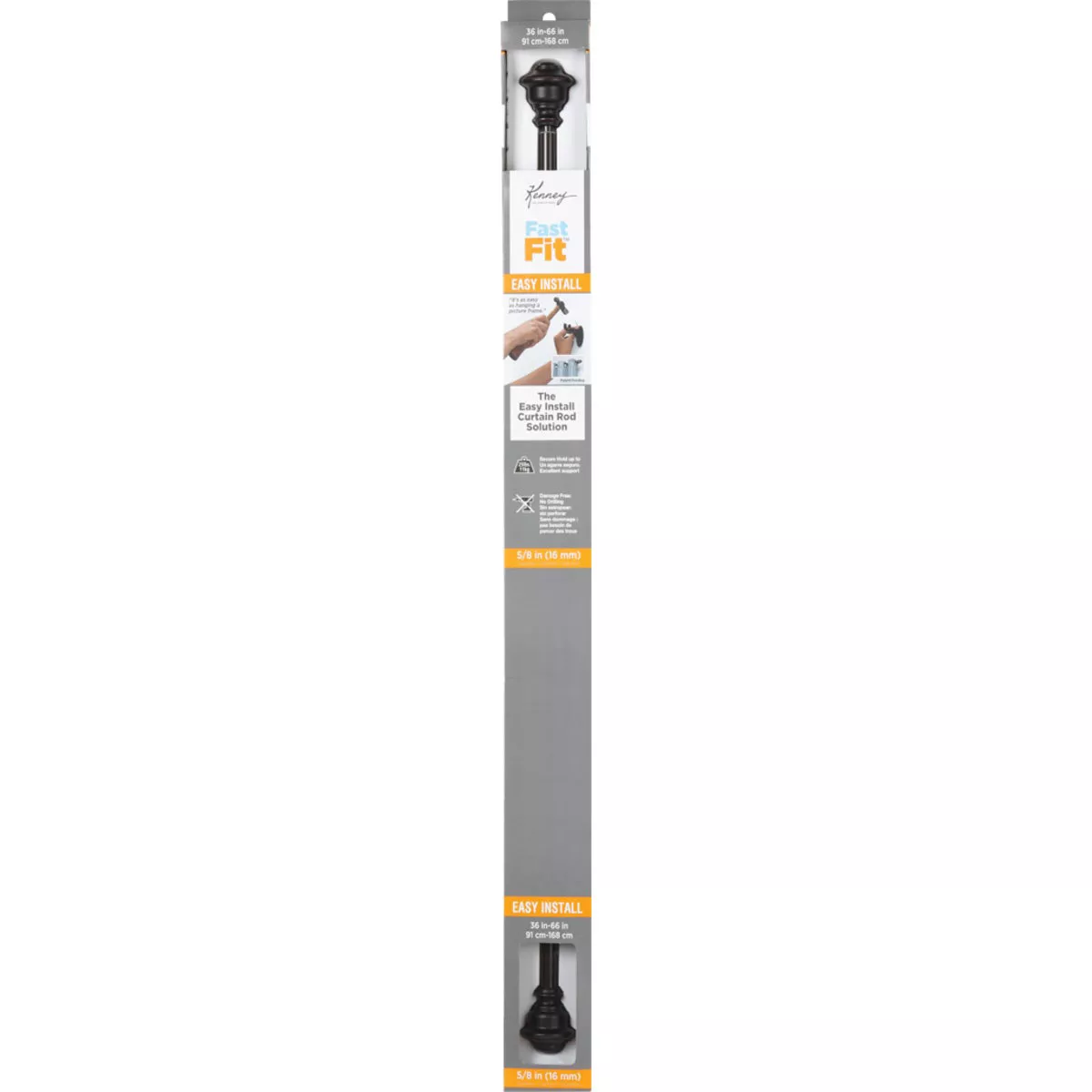Kenney Fast Fit Finn 36 In. To 66 In. 5/8 In. Weathered Brown Curtain Rod - photo 2