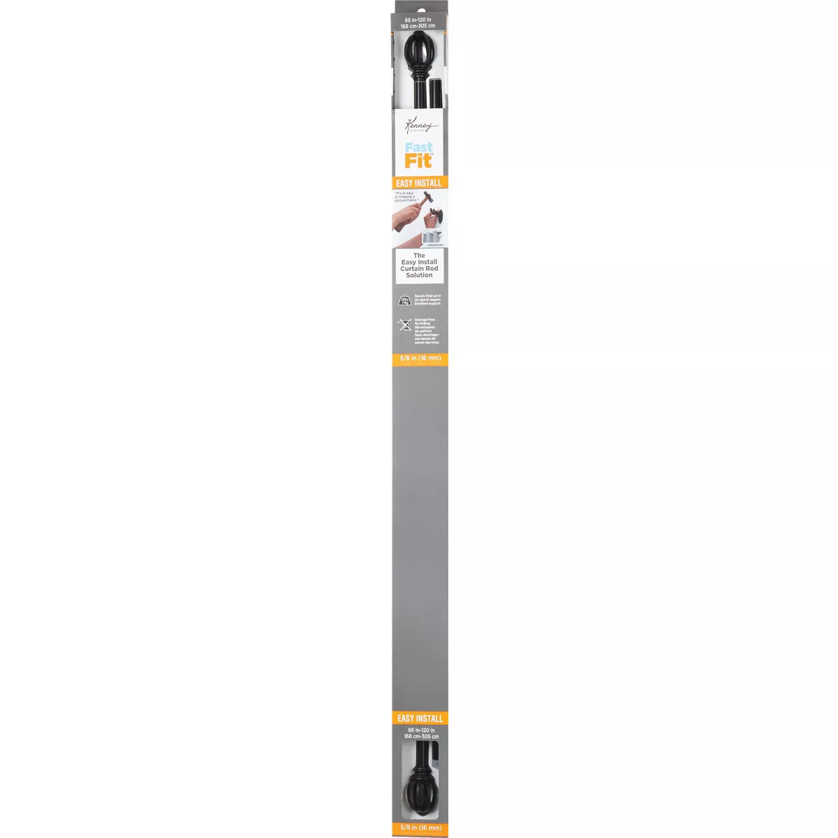 Kenney Fast Fit Lilly 66 In. To 120 In. 5/8 In. Black Curtain Rod - photo 2