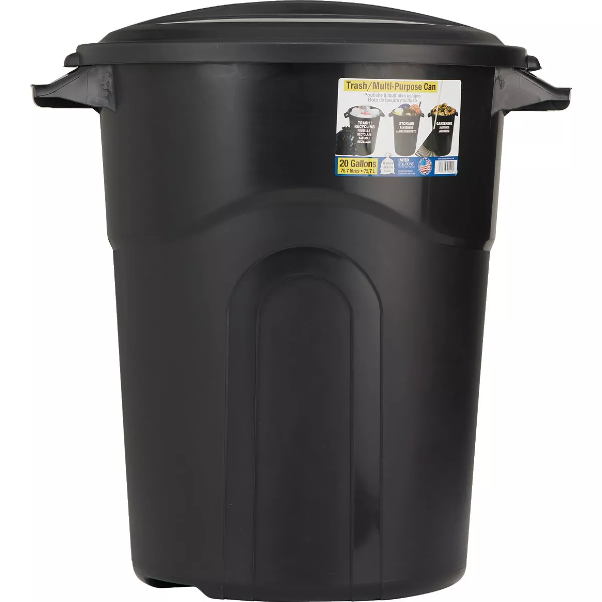 United Solutions Rough & Rugged 20 Gal. Black Trash Can with Lid - photo 2