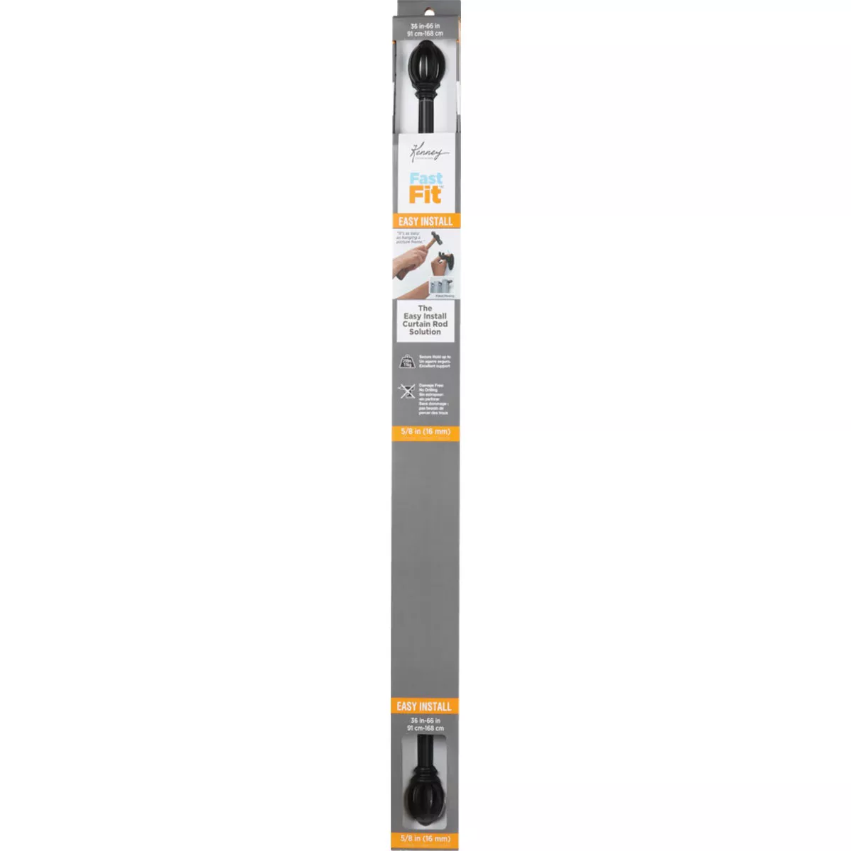 Kenney Fast Fit Lilly 36 In. To 66 In. 5/8 In. Black Curtain Rod | True ...