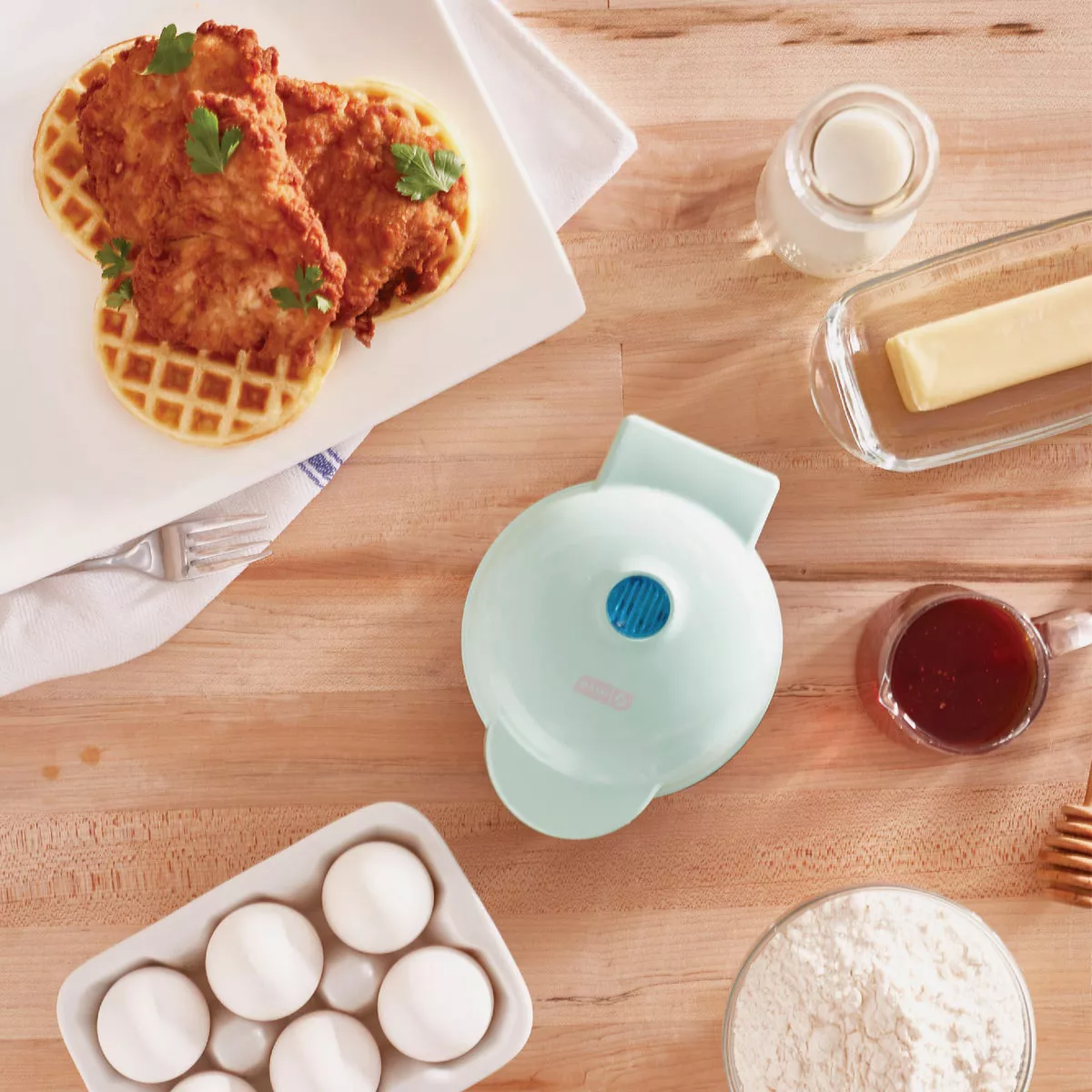 Dash 4 In. Aqua Mini Waffle Maker - photo 6