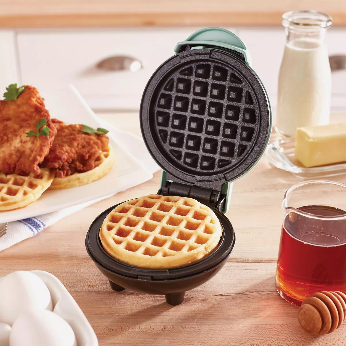 Dash 4 In. Aqua Mini Waffle Maker - photo 5