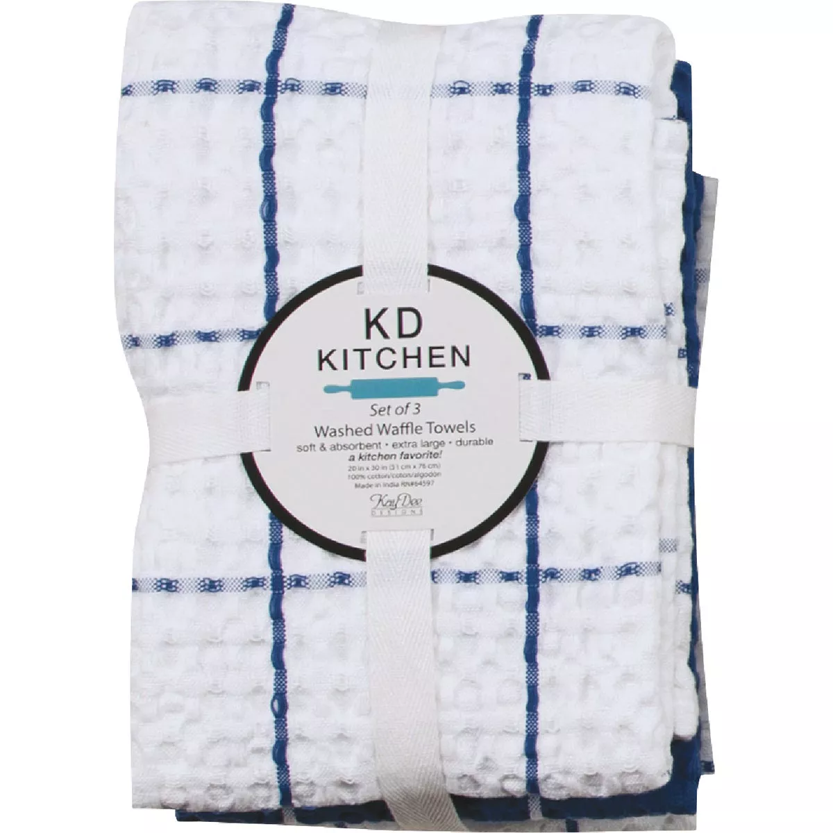 Kay Dee Designs True Blue Waffle Kitchen Towel (3-Pack)