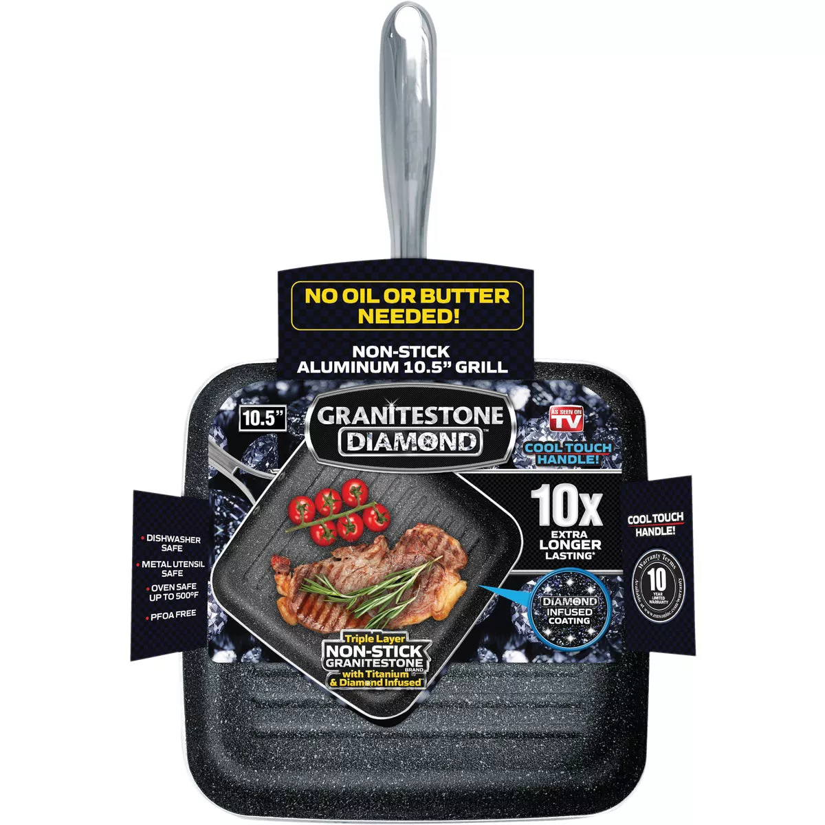 GraniteStone Diamond 11 In. Non-Stick Grill Pan