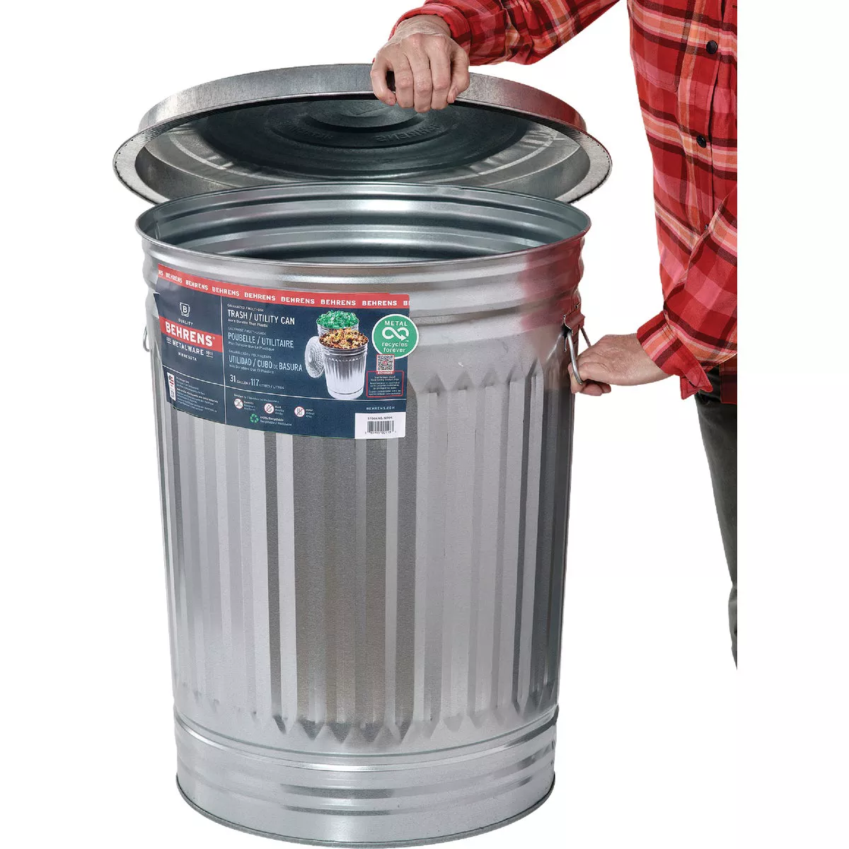 Behrens 31 Gal. Silver Trash Can with Lid - photo 5