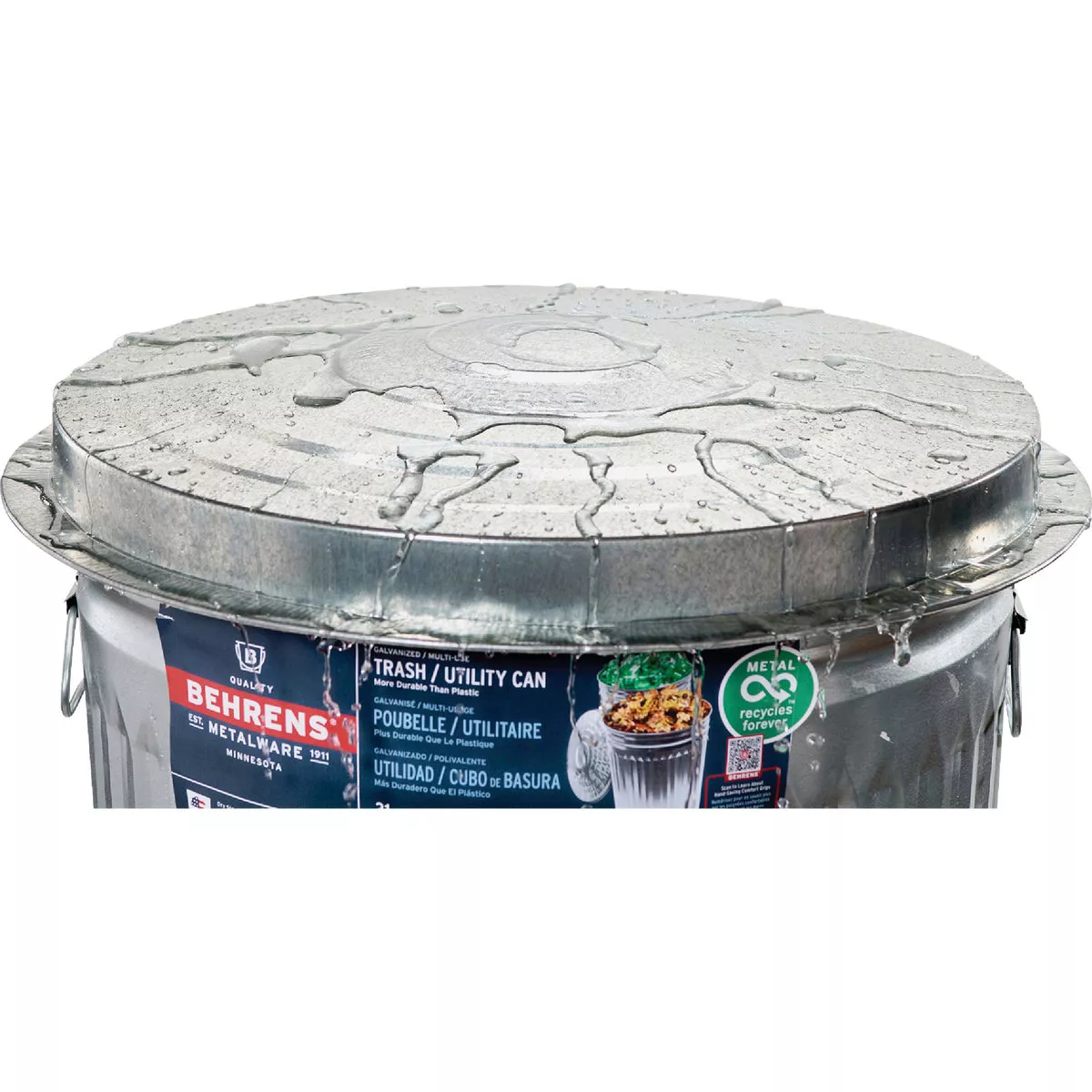Behrens 31 Gal. Silver Trash Can with Lid - photo 2