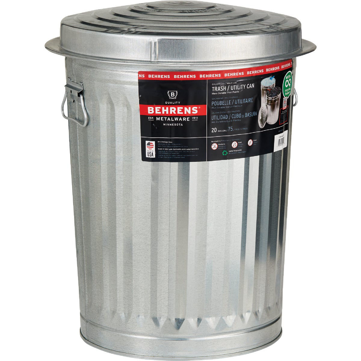 Behrens 20 Gal. Silver Trash Can with Lid Do it Best