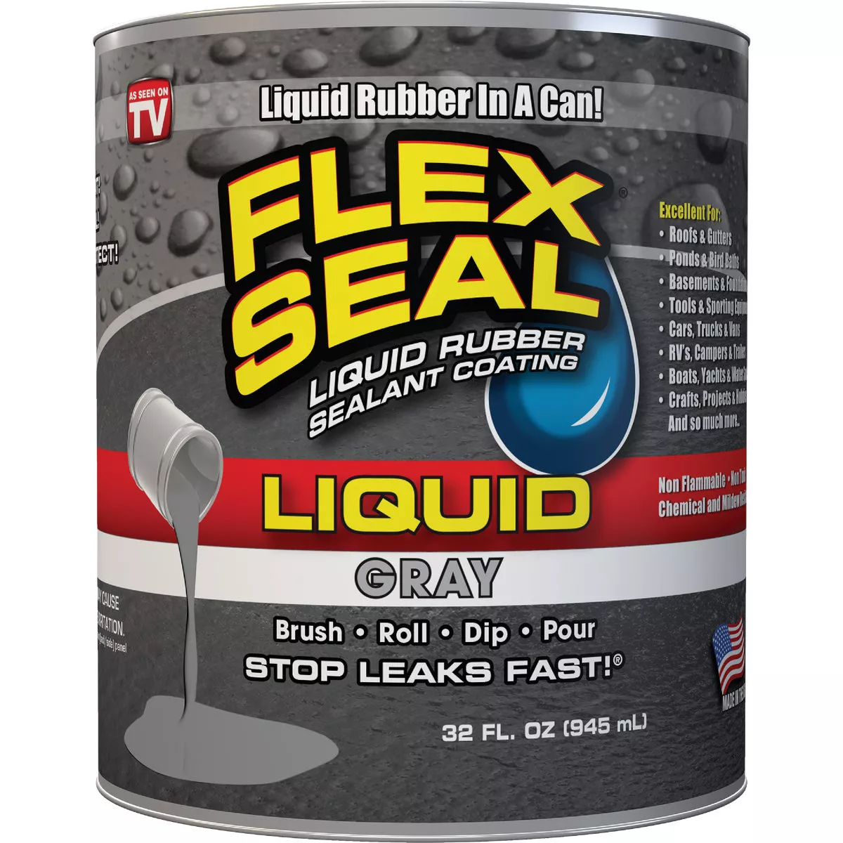 FLEX SEAL 1 Qt. Liquid Rubber Sealant, Gray