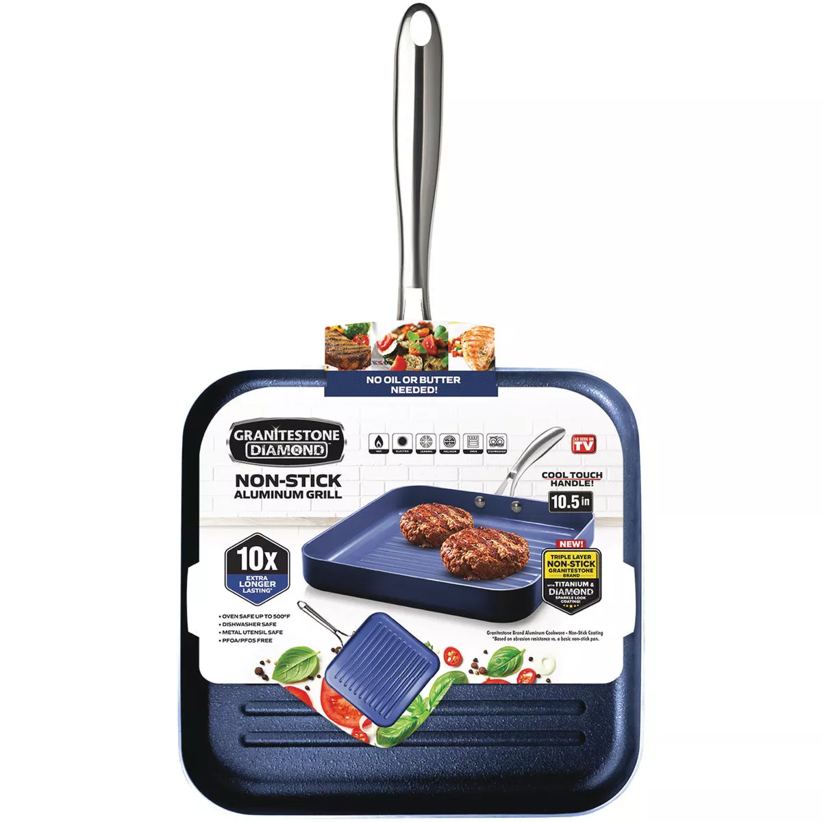 GraniteStone Diamond Blue 10.5 In. Non-Stick Grill Pan - photo 2