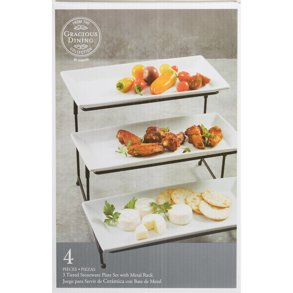 3 tier serving online stand with rectangle plates