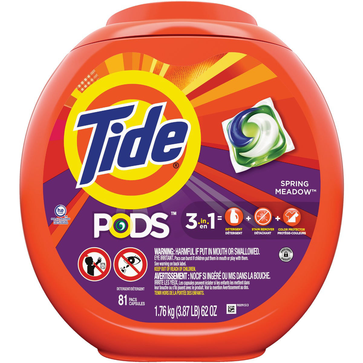 Tide Pods Spring Meadow HE Liquid Laundry Detergent Soap Pacs (81-Count ...