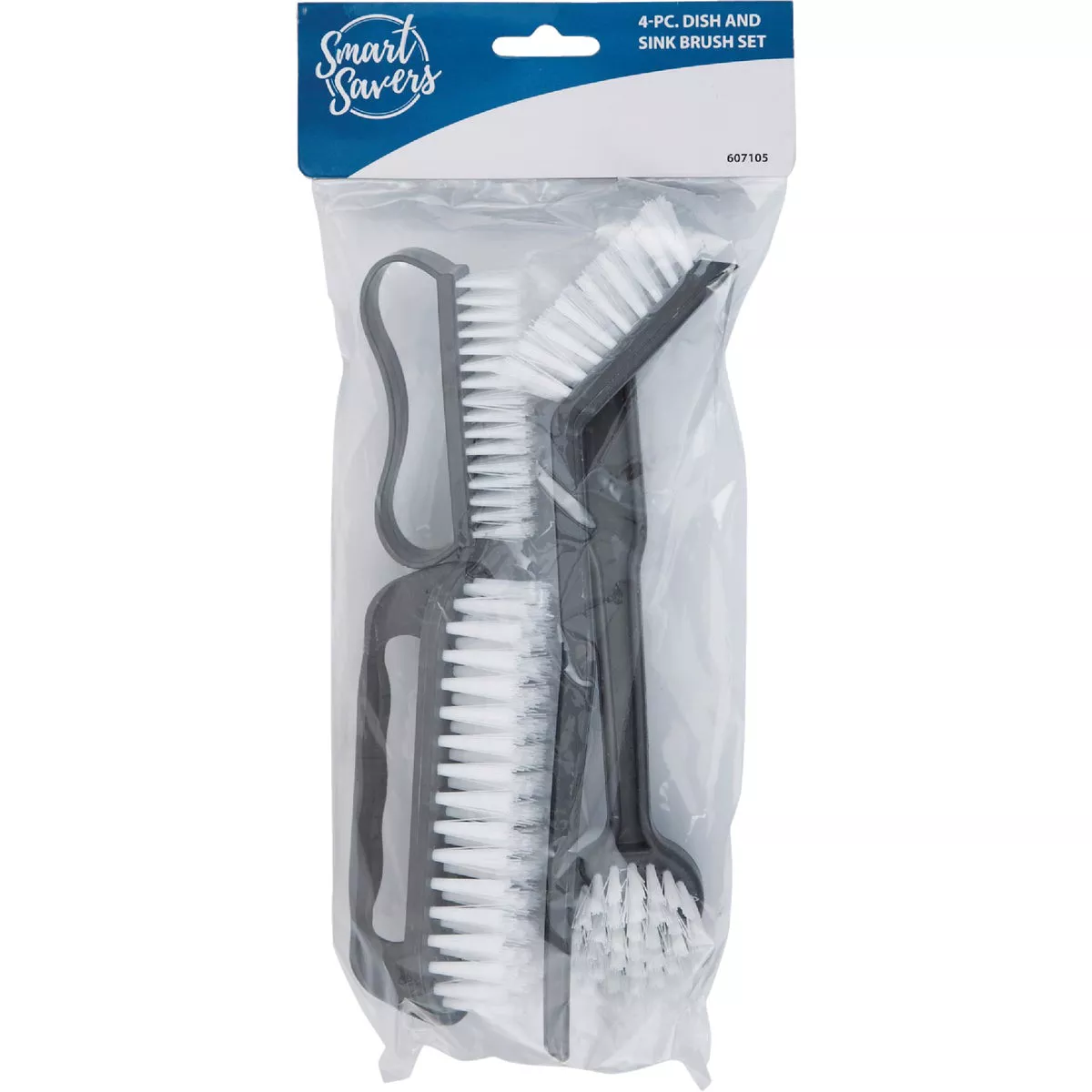 Smart Savers Blue Plastic Bristle Scrub Brush Set (4-Piece) - photo 2