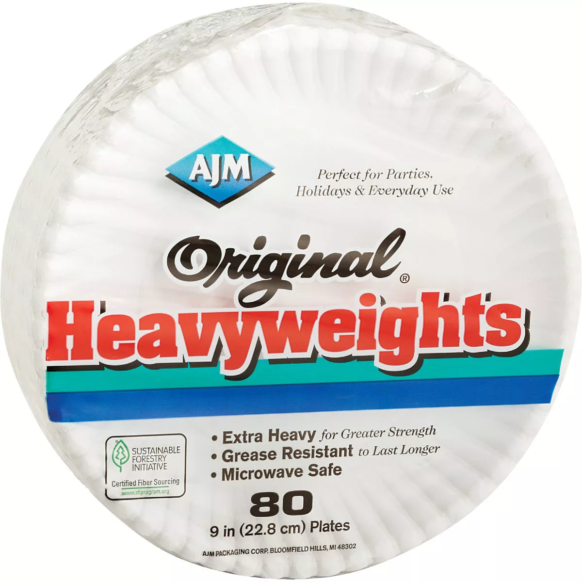 AJM 9 In. Original Heavyweights Paper Plates (80-Count)