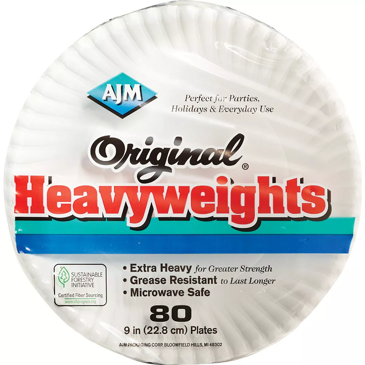 AJM 9 In. Original Heavyweights Paper Plates (80-Count) - photo 2