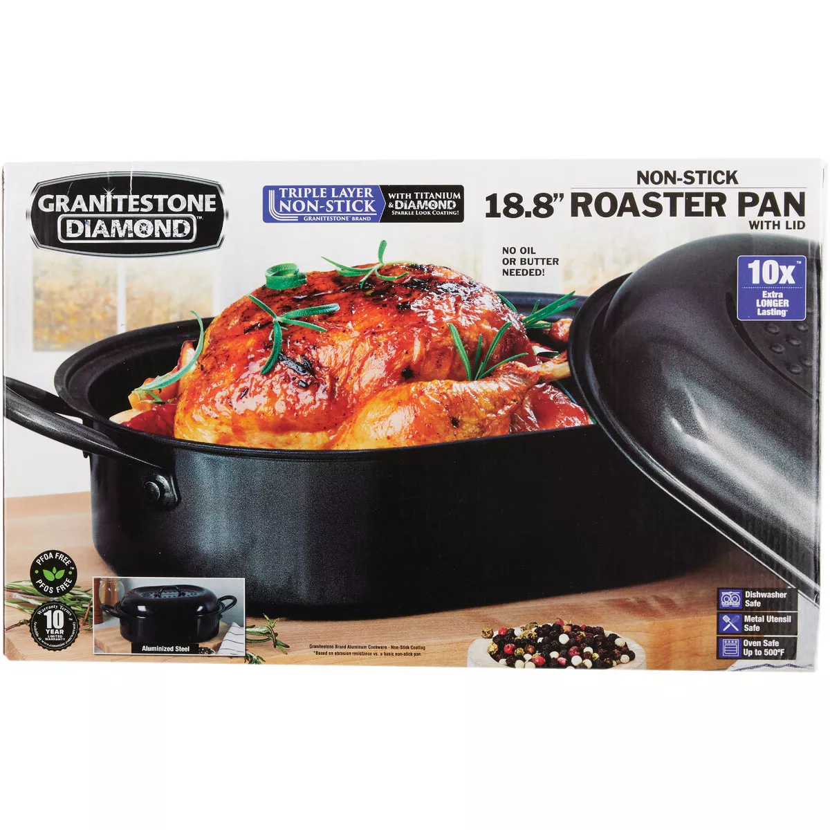 GraniteStone Diamond 18 In. Non-Stick Covered Roaster - photo 2