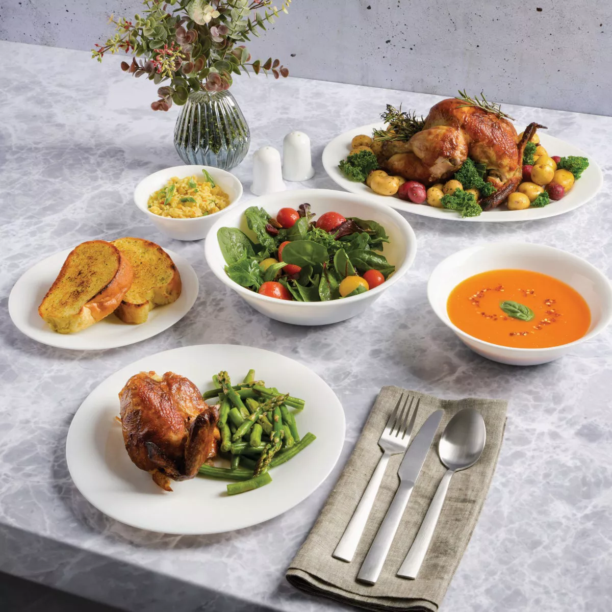 Gibson Home Ultra White Shadow Opal Glass Dinnerware Set (36-Piece) - photo 3