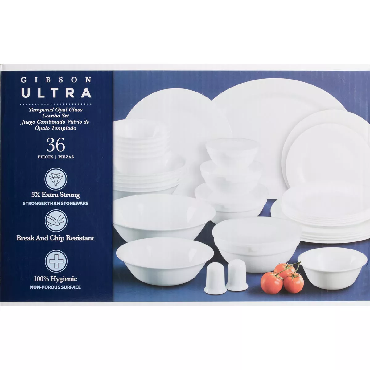 Gibson Home Ultra White Shadow Opal Glass Dinnerware Set (36-Piece) - photo 2